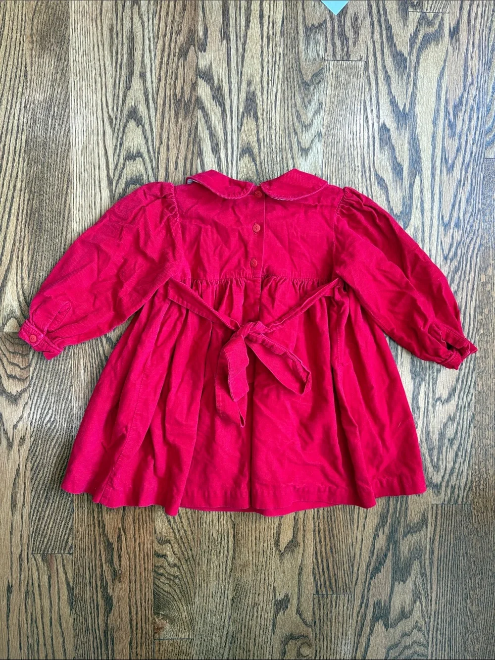 Red lightweight corduroy Samara smocked dress, size 2T. Like new condition